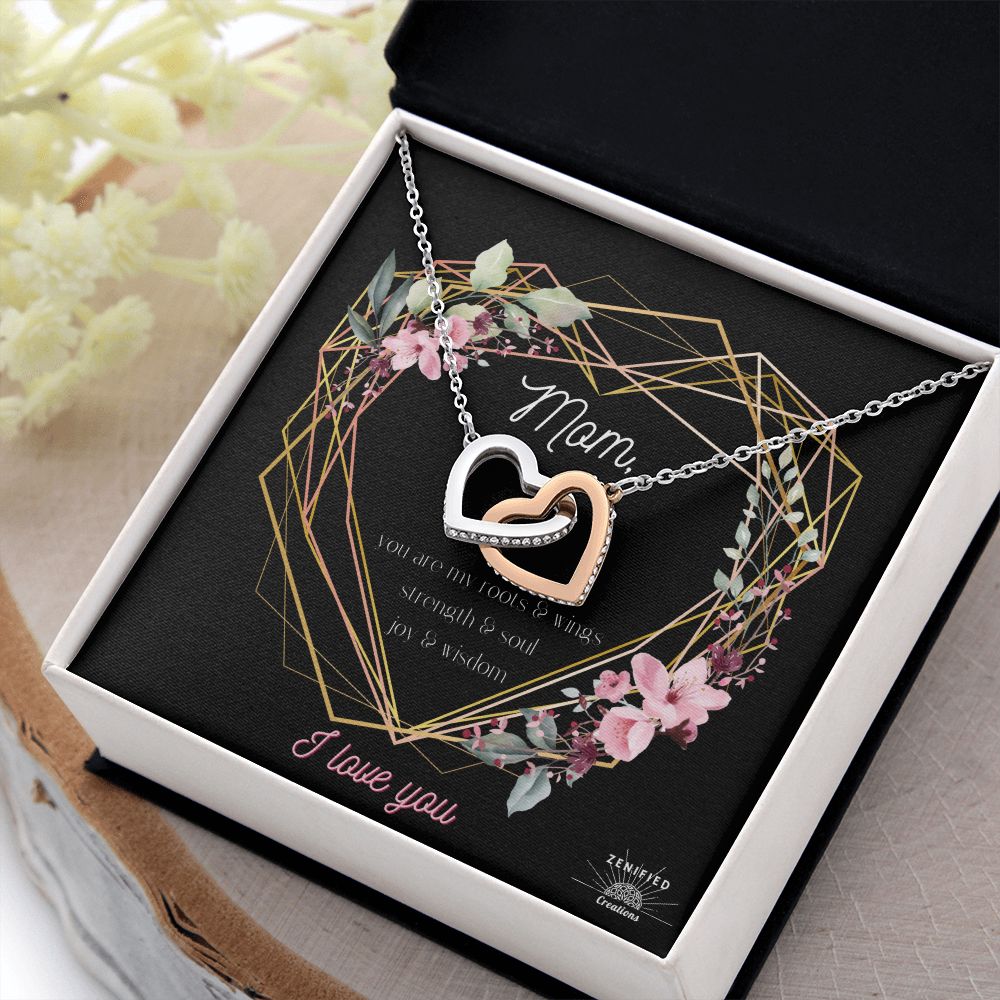 Interlocking Hearts Necklace | for Mom | available in 2-tone stainless steel & rose gold plating, or plated in yellow gold) Zenified Creations